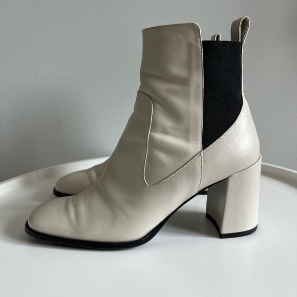 Via Spiga Delaney White Leather Square Toe Boots Size 8M - Picture 4 of 12